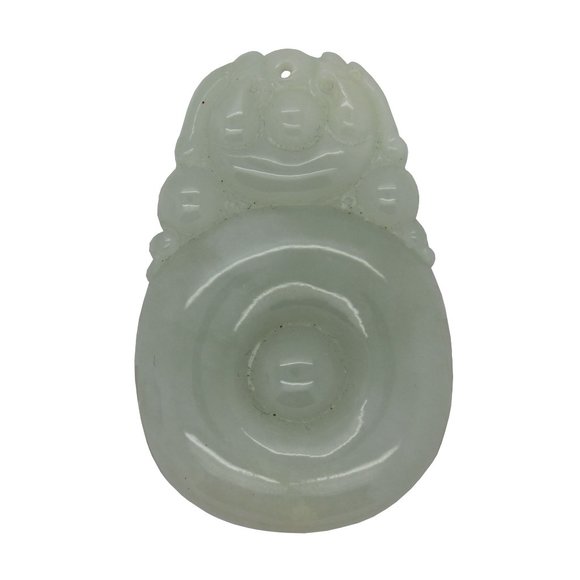Carved Natural Green Jade Circle Ornament Pendant fs404N